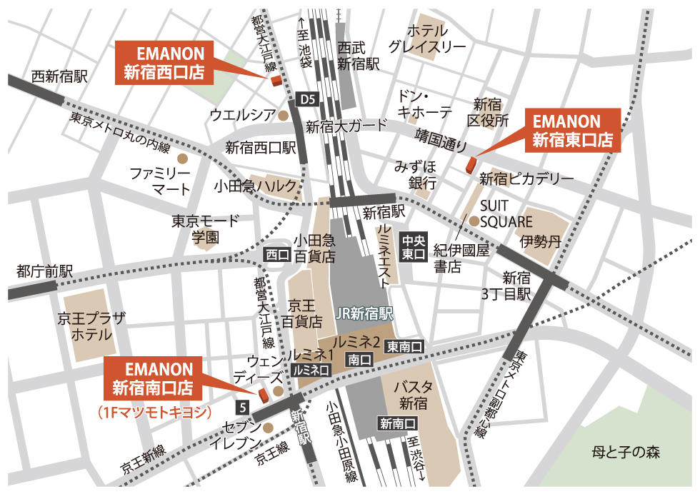 EMANONシェアサロン 新宿出店MAP